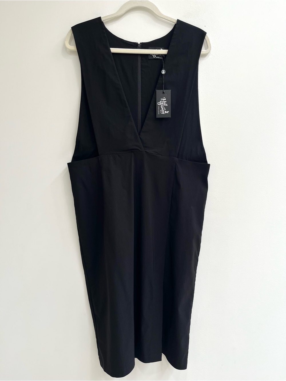 Hell Bunny Pinafore Apron Layering Sheath Midi Dress Black Retro Plus Size 2X